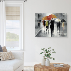 Canvas 36 x 48 - Street scene with umbrellas
