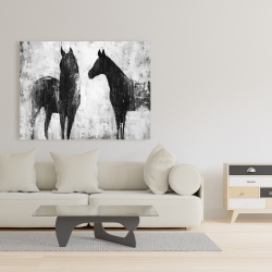Toile 36 x 48 - Chevaux blancs et noirs