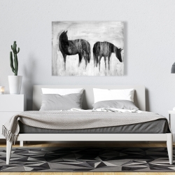 Canvas 36 x 48 - Horses silhouettes in the mist