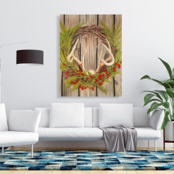 Toile 36 x 48 - Couronne de noël avec panache