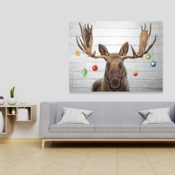 Canvas 36 x 48 - Moose has christmas balls