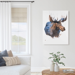 Canvas 36 x 48 - Abstract blue moose