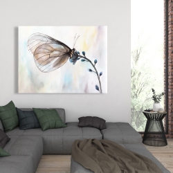 Toile 36 x 48 - Papillon sur fleurs bleues