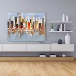 Canvas 36 x 48 - Colorful buildings with water reflection
