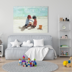 Toile 36 x 48 - Fillettes à la plage