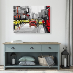Canvas 36 x 48 - Abstract traffic by a rainy day