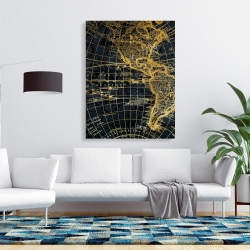 Toile 36 x 48 - Globe terreste bleu et doré