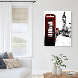 Canvas 36 x 48 - Telephone box and big ben of london