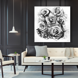 Toile 48 x 48 - Roses abstraites monochrome