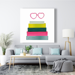 Canvas 48 x 48 - Heart shape glasses with books