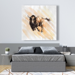 Canvas 48 x 48 - Bull running watercolor