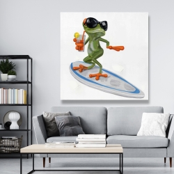 Toile 48 x 48 - Drôle de grenouille sur surf