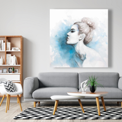 Canvas 48 x 48 - Watercolor abstract girl profile view