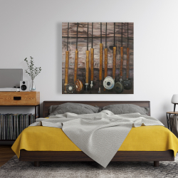 Toile 48 x 48 - Cannes à pêche sur bois