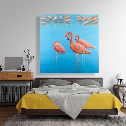 Toile 48 x 48 - Groupe de flamants