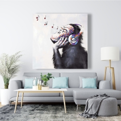 Canvas 48 x 48 - Monkey listening music