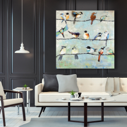 Toile 48 x 48 - Petits oiseaux colorés