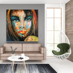 Toile 48 x 48 - Portrait coloré de femme