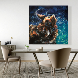 Canvas 48 x 48 - Wet golden retreiver shaking to dry