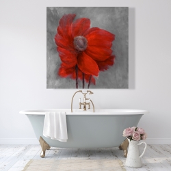 Toile 48 x 48 - Fleur rouge dans le vent