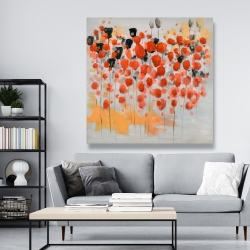 Canvas 48 x 48 - Abstract red dotted flowers field