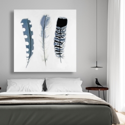 Toile 48 x 48 - Plumes bleues délicates