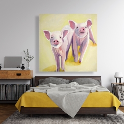 Toile 48 x 48 - Deux cochons souriant