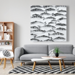 Canvas 48 x 48 - Gray shoal of fish