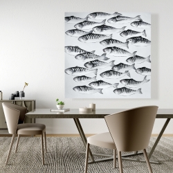 Toile 48 x 48 - Banc de poisson gris
