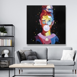 Canvas 48 x 48 - Colorful audrey hepburn portrait with bubblegum