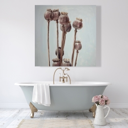 Toile 48 x 48 - Plantes à tête de pavot sépia