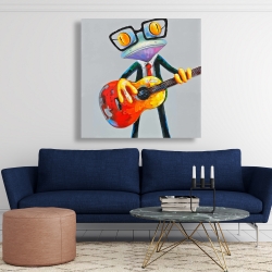 Toile 48 x 48 - Drôle de grenouille à la guitare