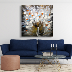 Toile 48 x 48 - Paon abstrait tacheté de couleurs