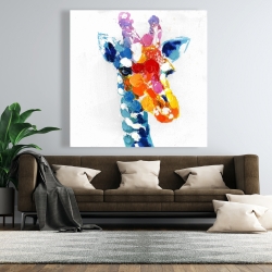 Toile 48 x 48 - Girafe abstraite tacheté de couleurs