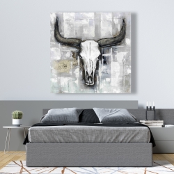 Toile 48 x 48 - Crâne de taureau sur fond industriel