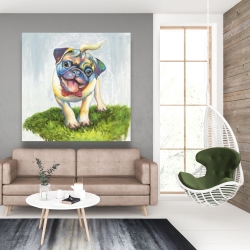 Canvas 48 x 48 - Colorful smiling pug