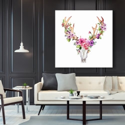 Toile 48 x 48 -  crâne de cerf avec fleurs