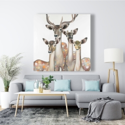Toile 48 x 48 -  groupe de cerfs abstraits