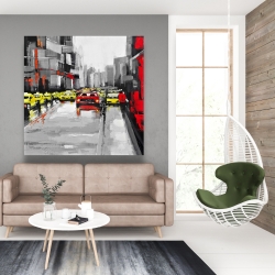 Canvas 48 x 48 - Abstract traffic by a rainy day