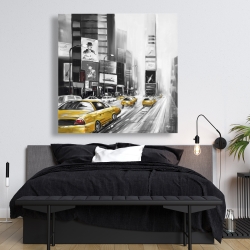 Canvas 48 x 48 - Times square and yellow taxis