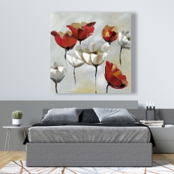 Canvas 48 x 48 - Abstract red and white flowers