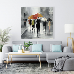Canvas 48 x 48 - Street scene with umbrellas