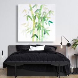 Canvas 48 x 48 - Watercolor bamboo with leaves