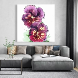 Canvas 48 x 48 - Two blossoming orchid with wavy petals