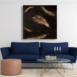 Toile 48 x 48 - Plumes dorées
