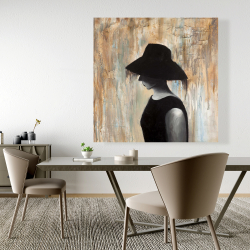 Toile 48 x 48 - Audrey hepburn avec un grand chapeau