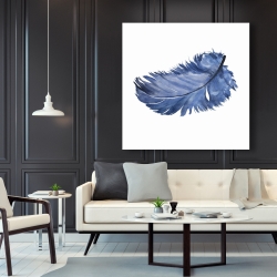 Canvas 48 x 48 - Watercolor blue feather