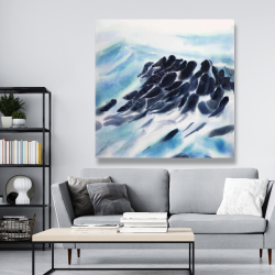 Toile 48 x 48 - Vagues de la mer avec des éclats de peinture