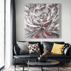 Toile 48 x 48 - Fleur rouge et grise