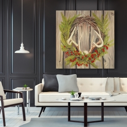 Toile 48 x 48 - Couronne de noël avec panache